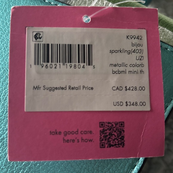 Kate Spade Bijou Metallic Blue & Green Mini Top Handle bag W/ Crossbody Strap - Picture 17 of 17